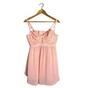 Torrid Curve 1X Blush Pink Lace and Mesh Strappy Babydoll Adjustable Sexy